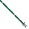 Sterling Silver Rhodium-plated Polished Round Green and White CZ Bracelet