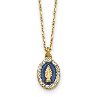 Sterling silver cubic zirconia miraculous medal necklace