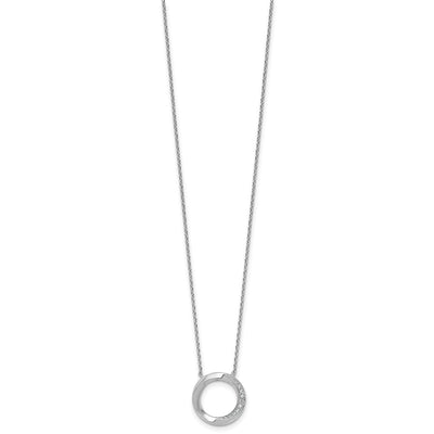 Sterling Silver Rhodium-plated Polished Twisted CZ Circle Necklace