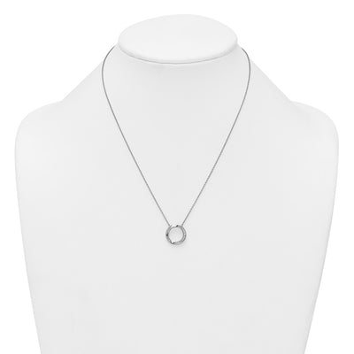 Sterling Silver Rhodium-plated Polished Twisted CZ Circle Necklace