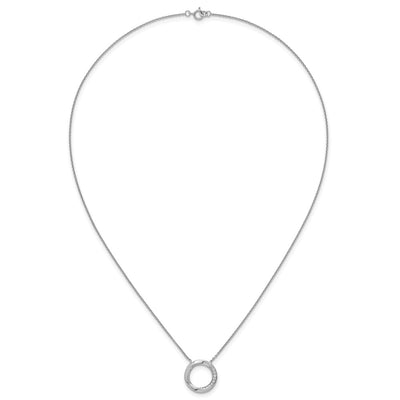 Sterling Silver Rhodium-plated Polished Twisted CZ Circle Necklace