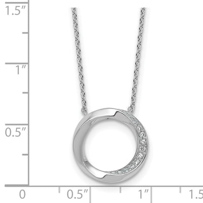 Sterling Silver Rhodium-plated Polished Twisted CZ Circle Necklace