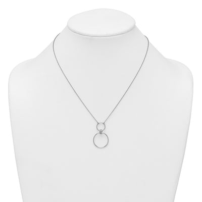 Sterling Silver Rhodium-plated Polished Circles Necklace