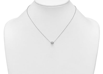 Sterling Silver Polished Pave CZ Circle with Extension Necklace (Style QG7080-16)