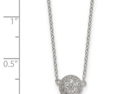 Sterling Silver Polished Pave CZ Circle with Extension Necklace (Style QG7080-16)