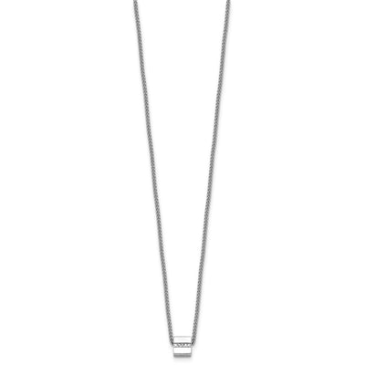 Sterling Silver Rhodium-plated Polished Fancy CZ Cube with Extension Necklace