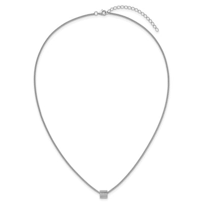 Sterling Silver Rhodium-plated Polished Fancy CZ Cube with Extension Necklace