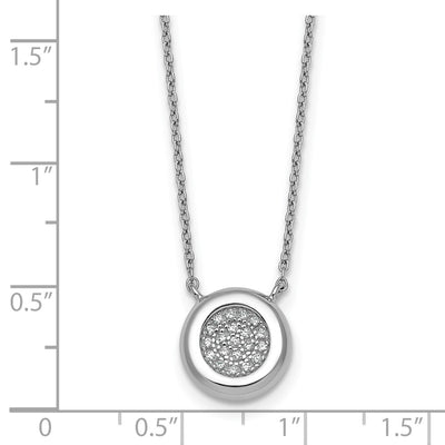 Sterling Silver Rhodium-plated CZ Round Cluster with Extension Necklace