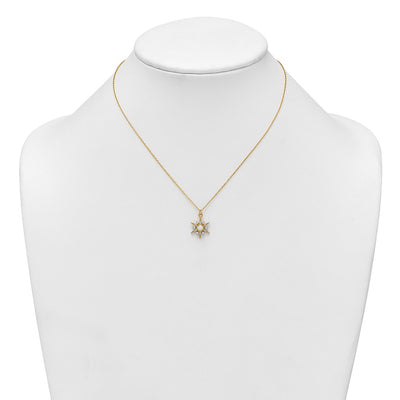 Sterling Silver Gold-Tone Polished Lab Created Opal and CZ Starburst with Extension Necklace