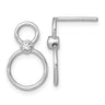 Sterling Silver Rhodium-plated Polished CZ Two Circles Post Dangle Earrings