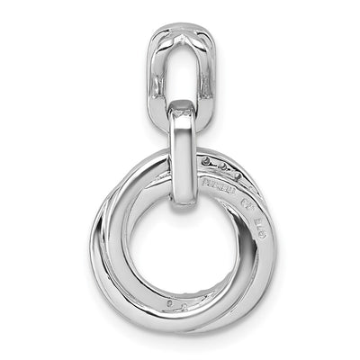 Sterling Silver Rhodium-plated Polished White CZ Circle Twist Pendant