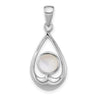 Sterling Silver Rhodium-plated Polished Round Mother of Pearl in Teardrop Pendant