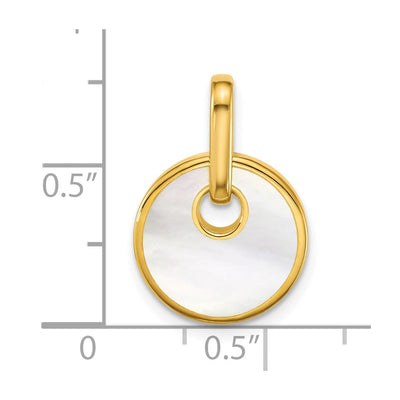 Sterling Silver Gold-plated Polished Mother of Pearl Circle Drop Pendant