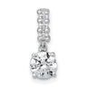 Sterling Silver Rhodium-plated Polished Round CZ Dangling Chain Slide Pendant
