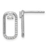 Sterling Silver Rhodium-plated CZ Textured Rectangle Post Earrings