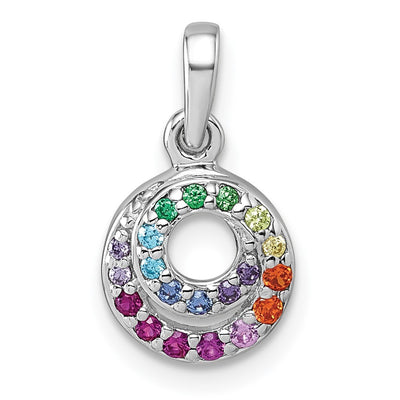 Sterling silver cubic zirconia circle pendant