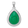 Sterling Silver Rhodium-plated Polished Pear-Shaped Dyed Jade Quartz Cabochon Pendant