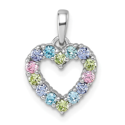 Sterling silver cubic zirconia heart pendant