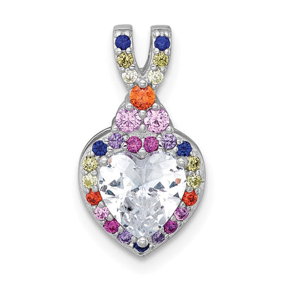 Sterling silver cubic zirconia heart chain