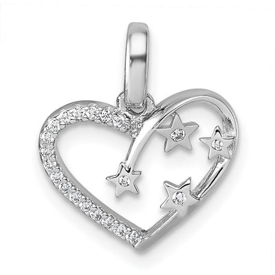 Sterling silver cubic zirconia heart pendant