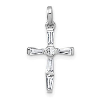 Sterling silver cubic zirconia cross pendant