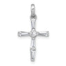Sterling Silver Rhodium-plated Polished White Baguette CZ Cross Pendant
