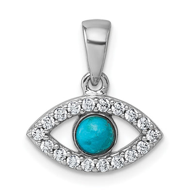 Sterling silver cubic zirconia evil eye pendant