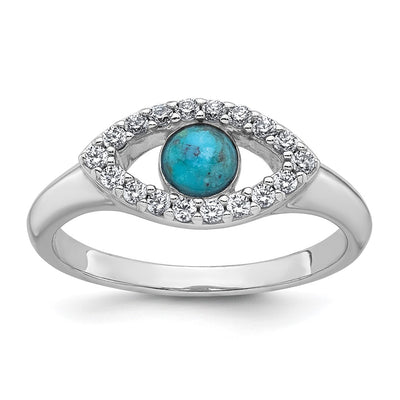 Sterling silver cubic zirconia evil eye ring