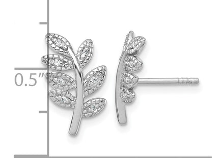 Sterling silver cubic zirconia leaf earrings, another view