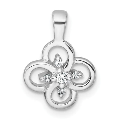 Sterling silver cubic zirconia flower pendant
