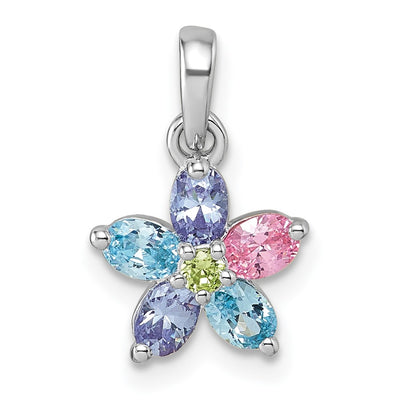 Sterling silver cubic zirconia flower pendant