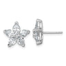 Sterling Silver Rhodium-plated Polished Round and Pear CZ Flower Post Earrings
