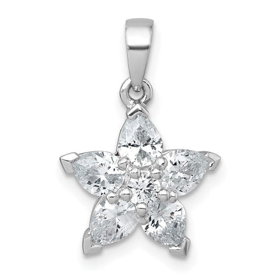 Sterling silver cubic zirconia flower pendant