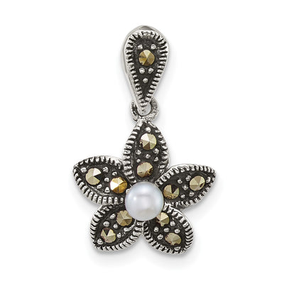 Sterling silver marcasite flower pendant