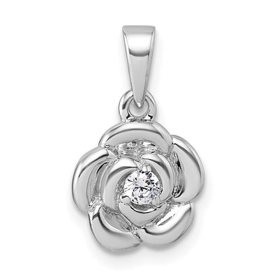 Sterling silver cubic zirconia flower pendant