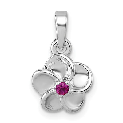 Sterling silver cubic zirconia flower pendant