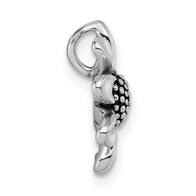 Sterling Silver Rhodium-plated Antiqued Sunflower Chain Slide Pendant