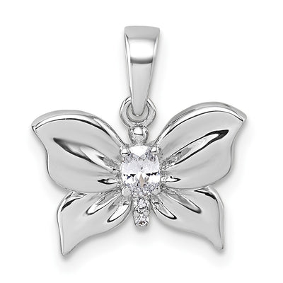 Sterling silver cubic zirconia butterfly pendant