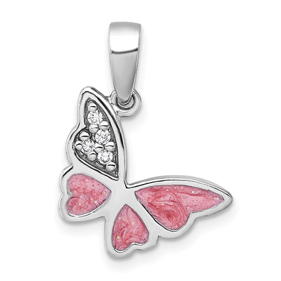 Sterling silver cubic zirconia butterfly pendant