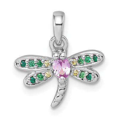 Sterling silver cubic zirconia dragonfly pendant