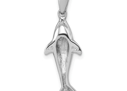 Sterling Silver Rhodium-plated Polished Shark Pendant (Style QG7242P)