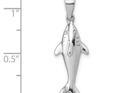Sterling Silver Rhodium-plated Polished Shark Pendant (Style QG7242P)