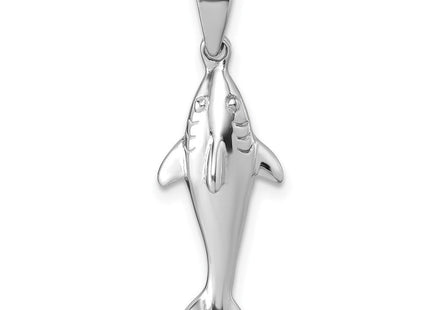 Sterling Silver Rhodium-plated Polished Shark Pendant (Style QG7242P)