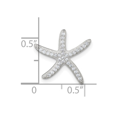 Sterling Silver Polished CZ Starfish Chain Slide Pendant