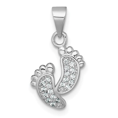 Sterling silver cubic zirconia footprint pendant