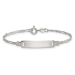 Sterling Silver Polished Figaro Link Childrens 5. with Extension ID Bracelet view 2