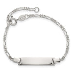 Sterling Silver Polished Figaro Link Childrens 5. with Extension ID Bracelet view 4