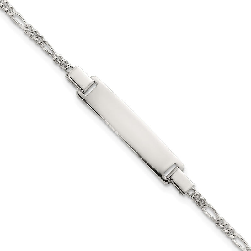 Sterling silver figaro link ID bracelet