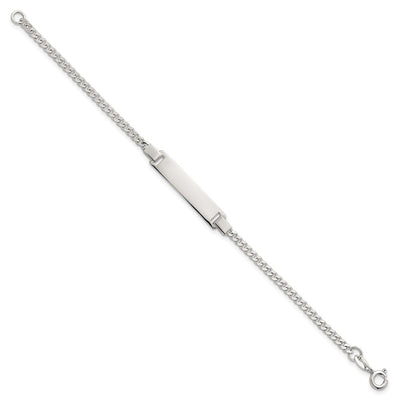 Sterling Silver Polished Curb Link Childrens ID Bracelet