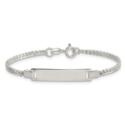 Sterling Silver Polished Curb Link Childrens ID Bracelet